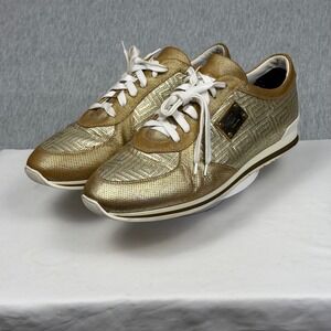 Gianni Versace Couture Mens Gold Greca Leather Low Top Sneakers IT 47 US 14